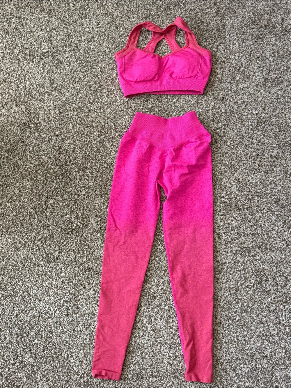 BuffBunny Hot Pink High-Waist Active Leggings and Matching Sports Bra